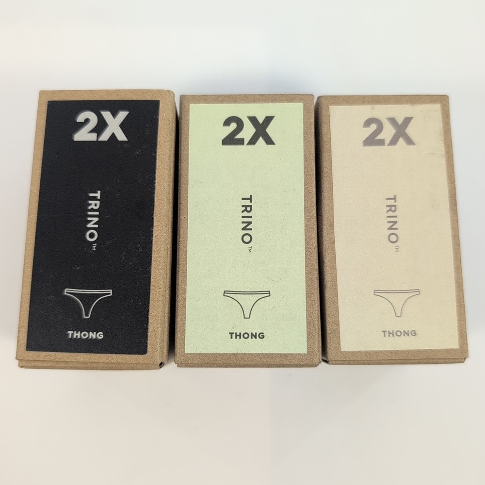 Lot of 3 NEW Allbirds‎ Trino Thong Underwear Raincloud Aloe Wheat Wool Womens 2X